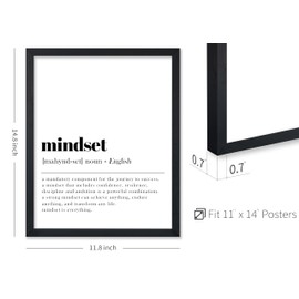 Poster Master Dictionary Art Poster - Definition of Mindset Print - Typography Art - Motivational Art - Gift for Him & Her - Inspiring Decor for Bedroom, Living Room or Dorm, 11x14 Black Framed