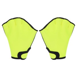 PATIKIL Webbed Swim Gloves, Unisex Swimming Resistance Gloves Water Resistance Training Accessories for Swimming and Diving, L, Yellow