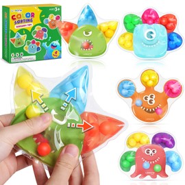 Color Sorting Sensory Toys for Toddlers: 4 Pack Sensory Toys Fine Motor Skills Game - Preschool Learning Activities Fidgets for Classroom Travel - Montessori Toys for 3+ Year Old Toddlers Boys Girls
