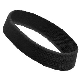Running Symbol Embroidered Head Bands Terry - Black OSFM