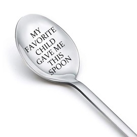 Mom Dad Gifts Spoon for Women Mama Gifts from Daughter Son Father Gifts for Men Papa Gifts for Daddy Mothers Birthday Gifts for Mommy My Favorite Child Gave Me This Spoon Gift Engraved Coffee Tea Spoons