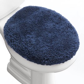 Baahrnom Luxury Toilet Lid Cover Machine Washable Solid Toilet Seat Cover 17.5" x 15" Adjustable Rubber Backing Fits Most 16-17.5" L x 14-16" W Round Oblong and Elongated Toilet Seat