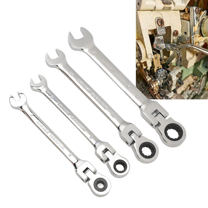 Flex Head Ratcheting Combination Wrench Set Chrome Vanadium Steel Quick