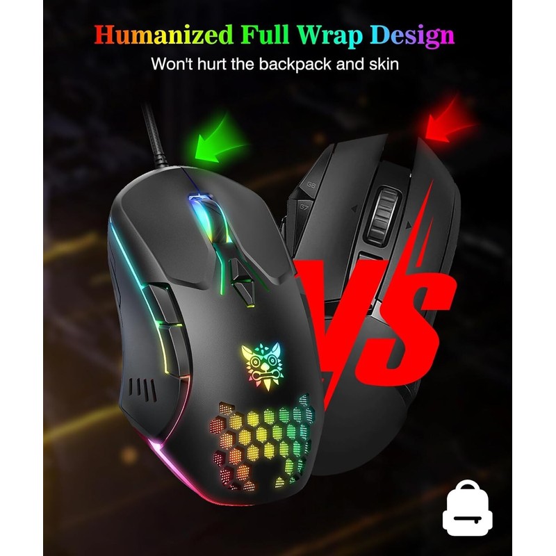 ONIKUMA GAMING Wired PC Gaming Mouse:High Precision Sensor,RGB Backlit, Adjustable