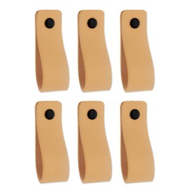 Brute Strength - Leather Handles for Furniture - Natural - Pack of 12 - 16.5 x 2.5 cm - Cabinet Handle, Door Handle for Kitchen, Bathroom, Cabinets, Dresser, Wood
