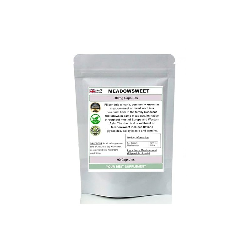 Meadowsweet Capsules 100% Natural Pure no additives (Filipendula) (90)