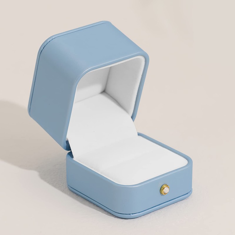 Oirlv PU Leather Sky Blue Ring Box Jewellery Box Gift