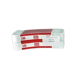 Huron Currency Money Band Wrappers $500 Red (1000 pcs)