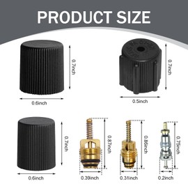 icykale 7 PCS Automobile Air Conditioning System Repair Kit, Valve Core Sealing Cap Anti-leakage Accessories Replacement, Air Conditioning Pipeline Valve Core Seat, Universal for Cars (Black)