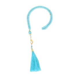 Pingyongchang Tassels Beads Stones Meditation Bracelets Protection Islam Muslim Prayer Hand Knotted Arab Japa Unisex Long Chain Yoga Mala Chunky Strand Bangles Boho Statement Birthday Gifts-Blue