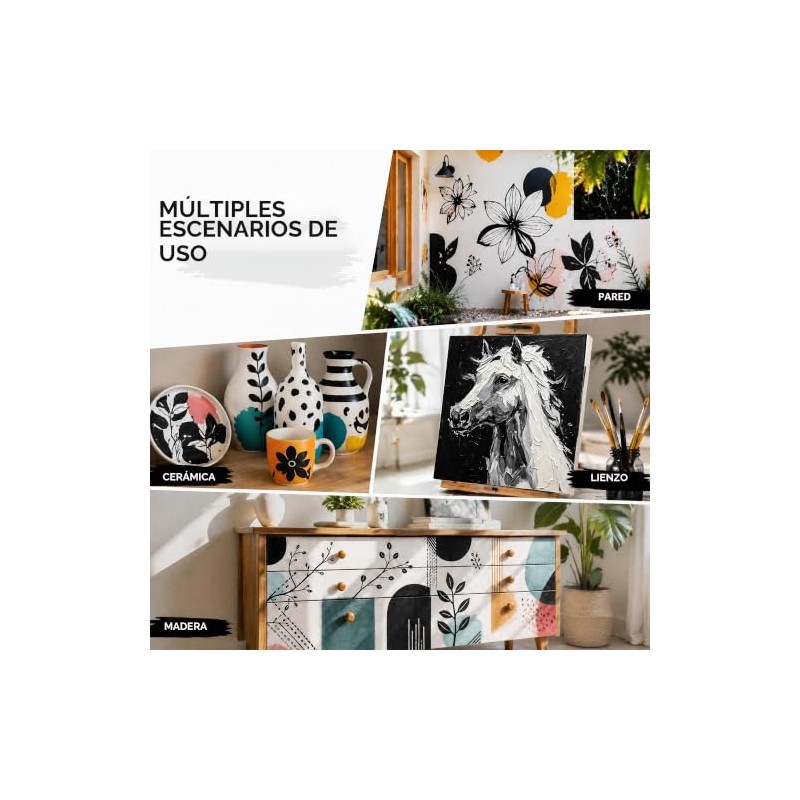 Smallbudi - Pintura acrílica blanca y negra, 69 onzas, botella