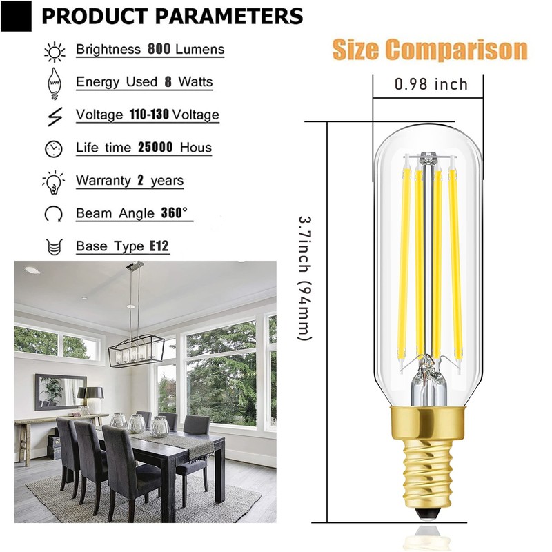 E12 LED Dimmable 8W Equal 100 watt Daylight 4000K T6