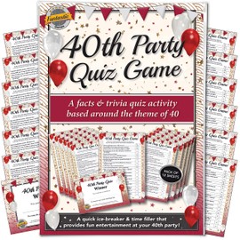 40th Party Quiz Game | A fun, entertaining party activity | Great ice-breaker or time filler idea for providing quick entertainment