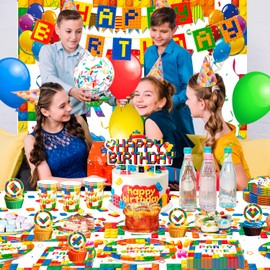 Building Block Party Decoration Building Block Birthday Banner Building Block Party Accessories Building Block Tablecloth Building Block Party Plate Building Block Balloons Building Block Birthday