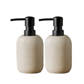 GalDal 2pcs/Set Beige Hand Soap Dispenser Sets,Resin Liquid Soap Dispenser for Bathroom Countertop,Bathroom Lotion Dispensers-10.6oz.