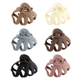 6Pcs Octopus Hair Clips Matte Hair Claws Hair Clips for Thick Hair Large Octopus Clip for Women and Girls Hair Accessories Super Strong Hold Grip Hair Jaw Clip