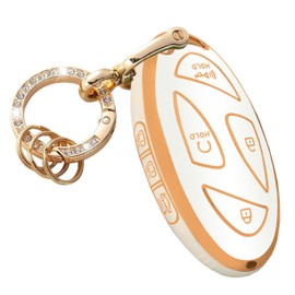 TAPAYICA for Hyundai Key Fob Cover Keyless Remote Smart Key Fob Shell with Keychain Fit for Hyundai Ioniq 6 Grandeur GN7 KONA (7 Buttons White-Gold)