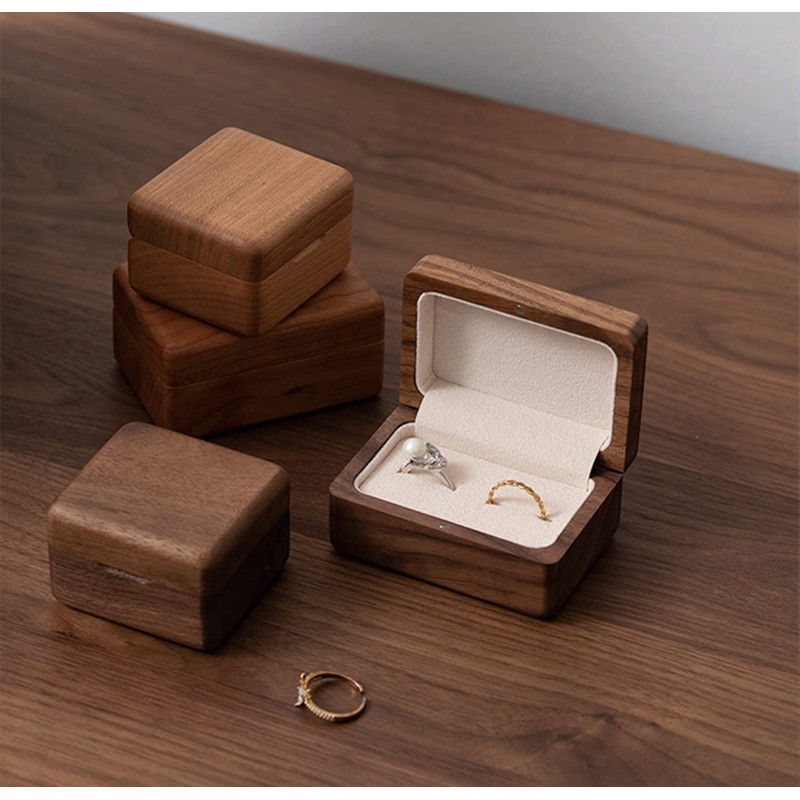 CrweanWcee Ring Case, Mini Ring Case, Wooden Pairing Case, Pair