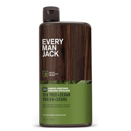 EVERY MAN JACK Every Man Jack 2-in-1 Tea Tree + Cedar Shampoo + Conditioner - Thicken, Cleanse, and Hydrate Hair with Coconut, Aloe, Tea Tree Oil - Naturally Derived and No Harmful Chemicals - 710 mL -1 Bottle