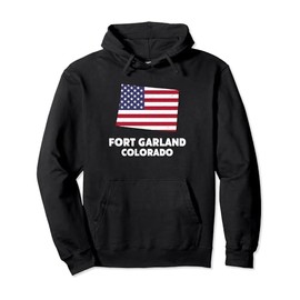 Distressed Patriotic USA Flag Fort Garland, Colorado Pullover Hoodie