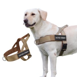 No Pull Dog Harness for Large Dogs - Upgraded Heavy Duty Adjustable Escape-Proof Reflective Vest for Pitbulls, German Shepherds Training Walking(Khaki,L)