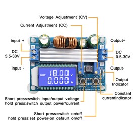 APKLVSR DC-DC Buck Boost Power Converter Automatic Step Up/Down, Buck Boost Converter Display, 5.5-30V 12V to 0.5-30V 5V 24V, 3A 35W Voltage Converter