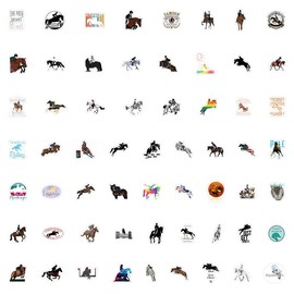 Equestrian Graffiti Stickers for Teens Girls Children Motivate Gift Favors,60 PCS Horseback Sports Cute Style Stickers for Water Bottle Skateboard Guitar Bicycle Phone,DIY Waterproof Decoration