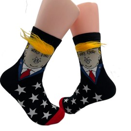 XINGMD Funny Socks Trump Socks with Hair Trump Hair Socks Neck Compression Socks As Did As Socks for Hike Socks Gift (Cotton Blend, Stary Socks)