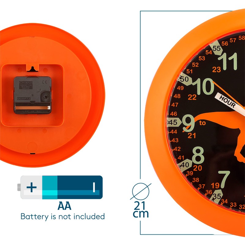 Kiddus Wall Clock for Children, Boys and Girls, Analogue Time