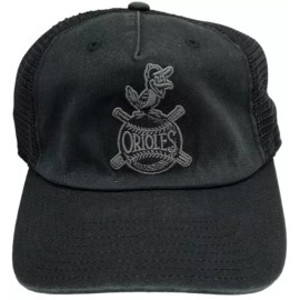 American Needle Baltimore Orioles Trucker Mesh Hat Buckle Back Black B1