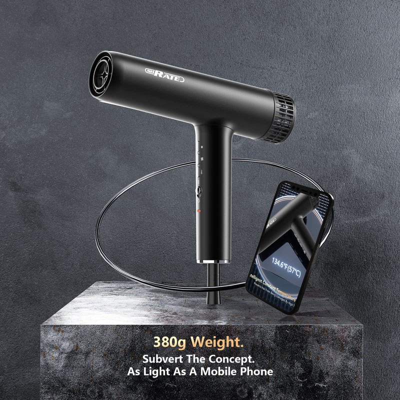 SHRATE Hair Dryer, Professional Brushless Motor Ionic Blow Dryer, 3