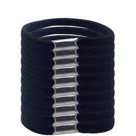 Topkids Accessories 10pc Pattern Hair Bobbles for Girls and Women, Hair Ties, Hair Elastic Bands Hair Accessories for Women, Elastic Hair Bands for Women, Rubber Bands for hair (Black)