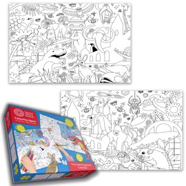 Natural History Museum Colouring Jigsaw Set – 2 x 100 Piece Puzzles with 6 Colouring Pencils – Fun & Educational Activity for Kids