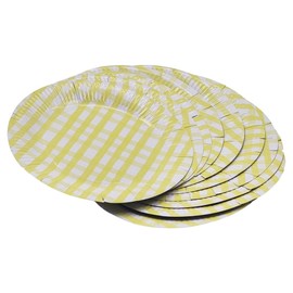 schone Summer Party Paper Plates – 10 Pack 23cm Gingham Print Disposable Plates – Assorted Colours – Outdoor Dining & BBQ Tableware (Yellow)