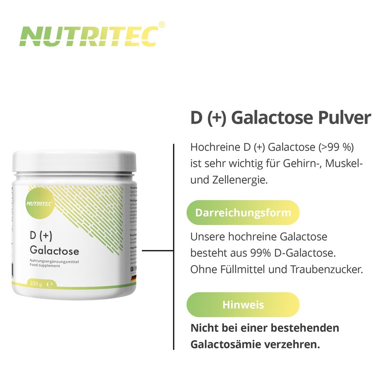 Nutritec D+ Galactose Powder High Purity 500 g, Dietary Supplement