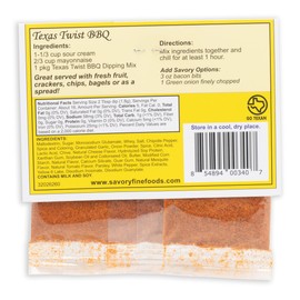 Savory Fine Foods Saltine Seasoning, 1.4 ounce Texas Twist BBQ Party Cracker Dip Mix, 2 Pack