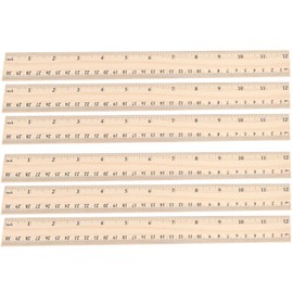 6 Pack Wooden Ruler 12 inch Wooden Ruler Kit with Conversion Table Metric Straight Edge Linear Measurement Ruler,Wood Ruler for School, Classroom, Home, and Office (6)