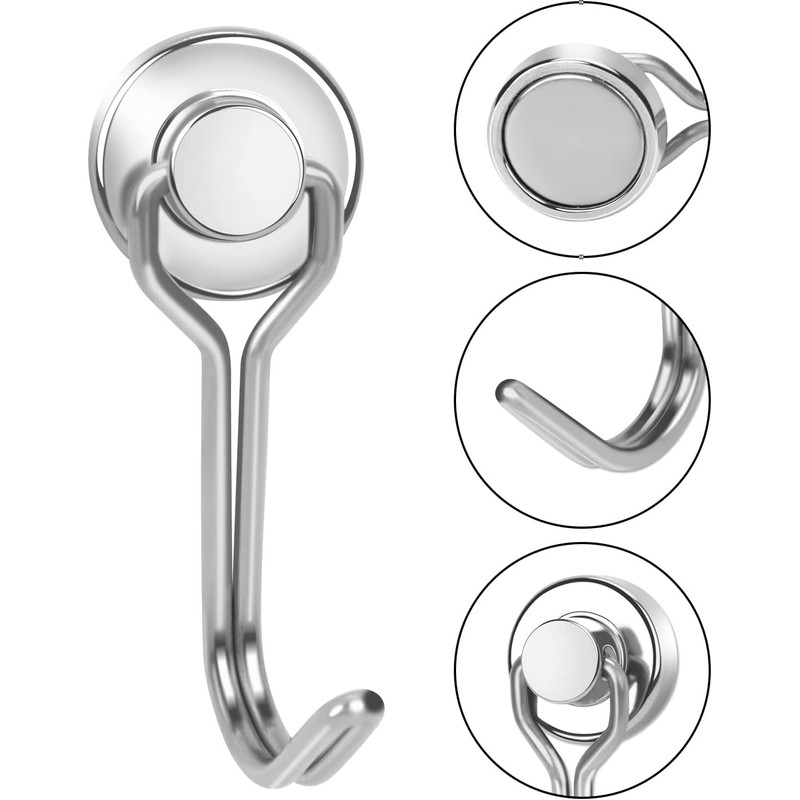 Magnetic Hook with Magnet, Stainless Steel, Vertical Load Capacity: 22.0