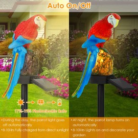 Solar Powered IP65 Waterproof LED Parrot Garden Light Decorative Lawn Lamp for Landscape Outdoor Garden LightingColor: Red Parrot Color