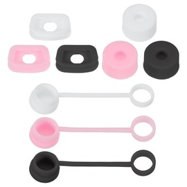 PATIKIL Silicone Spill Stopper for Straw Cup 2.0 40oz/30oz, Set of 9 Tumbler Accessories Including 3 Straw Cover Cap, 3 Square Spill Stopper and 3 Round Leak Stopper, White/Black/Pink