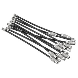 YOKIVE 10 Pcs Keychains Wire, Key Ring Loops with Durable Stainless Steel, Hanging Luggage Tags, Great for Outdoor Sporting Hiking (Black, 3.5-Inch)