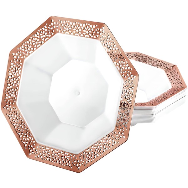 Lillian Collection Lacetagon Rose Gold Premium Plastic Octagonal Dessert Bowl