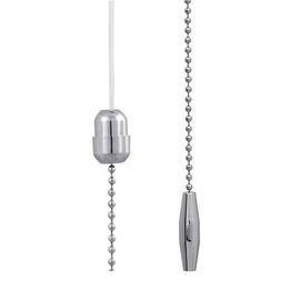 ElekTek Chrome Bathroom Light Pull Fob Chain Cord Double Taper 35x10mm with 80cm Matching Chain
