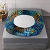 AILONEN Peacock Feather Bedding Set King Size 4Pcs,Golden Blue Feather