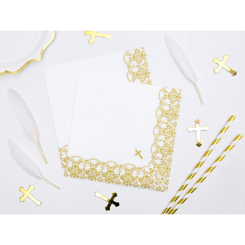 Napkins First Communion - Ornament, 33x33cm, gold (1 pkt /