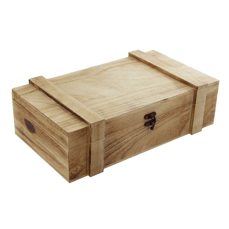 Dekoleidenschaft Rustic Wooden Wine Box, Gift Box for 2 Bottles