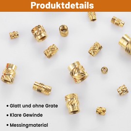 Pack of 300 Threaded Inserts, M2/M2.5/M3/M4/M5/M6 Melting Thread Insertion Nuts for 3D Printing Parts Automotive Plastic Parts