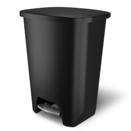 Glad Trash Can with Lid, Stainless Foot Pedal & Garbage Bag Rings, 20 Gal, Black