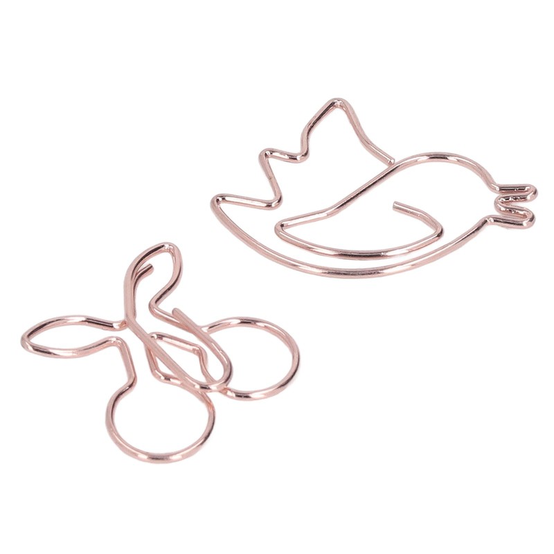 100Pcs Cute Paper Clips Cherry Hummingbird Style Electroplated Metal Gold
