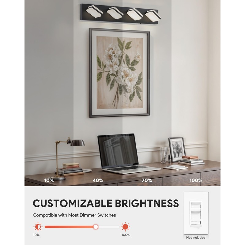VONLUCE Bathroom Vanity Light Fixture, 4-Light Modern LED Vanity Light,